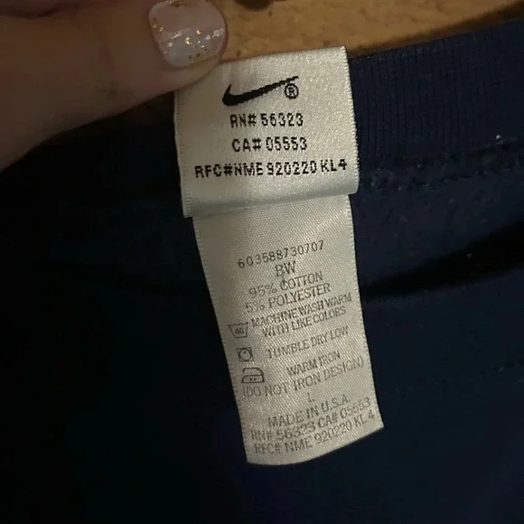 Vintage 90s Nike Swoosh Navy Blue Sweatshirt Crewneck Pullover Size Large - Picture 3 of 5